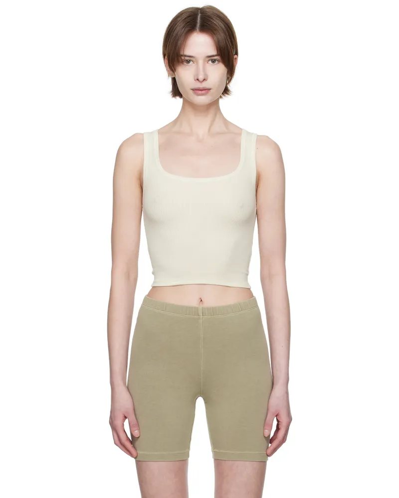 SKIMS Off-White Cotton Rib Tank Top Bone