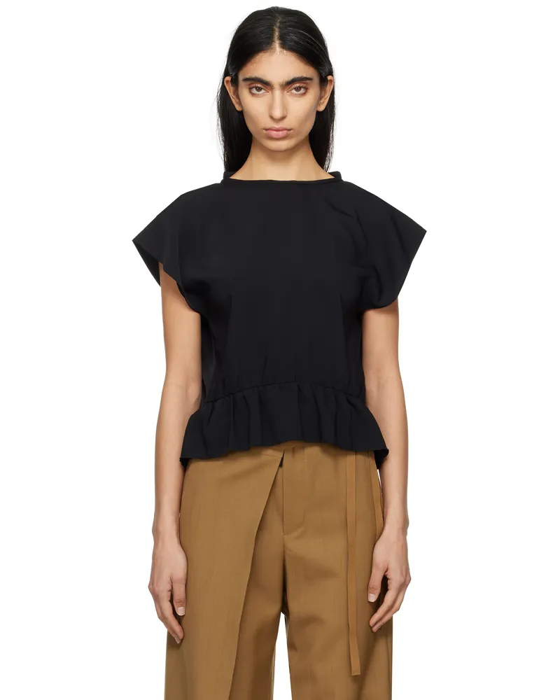 Maison Margiela Black Fluid Ruffle Blouse 900