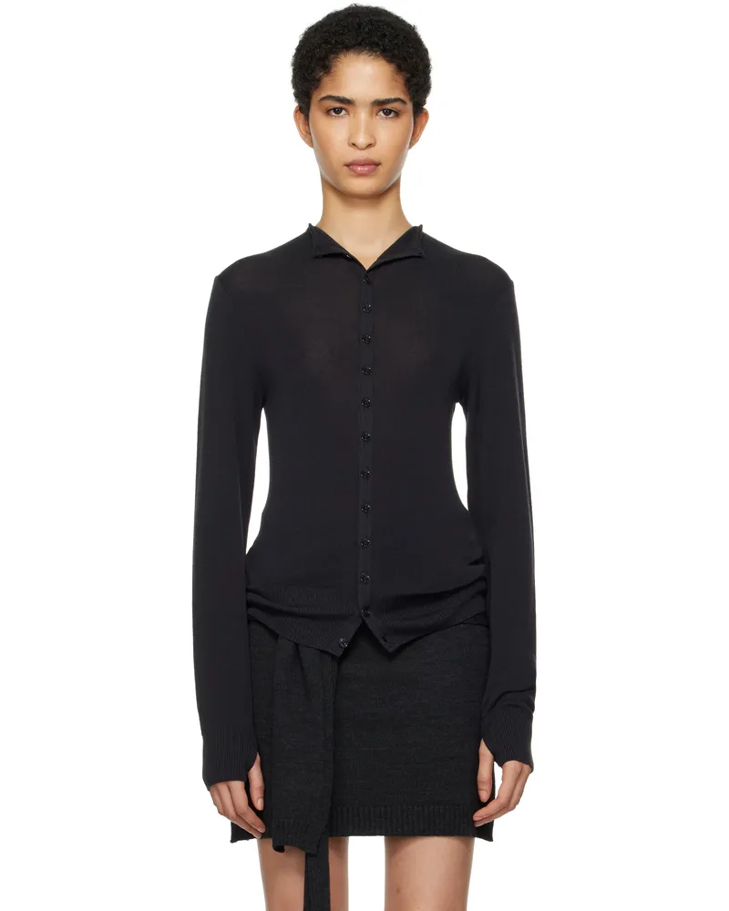 Christophe Lemaire Black Fitted Seamless Cardigan Mu163