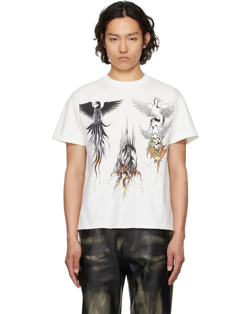 WHO DECIDES WAR White Nefarious Short Sleeve T-shirt Cloud