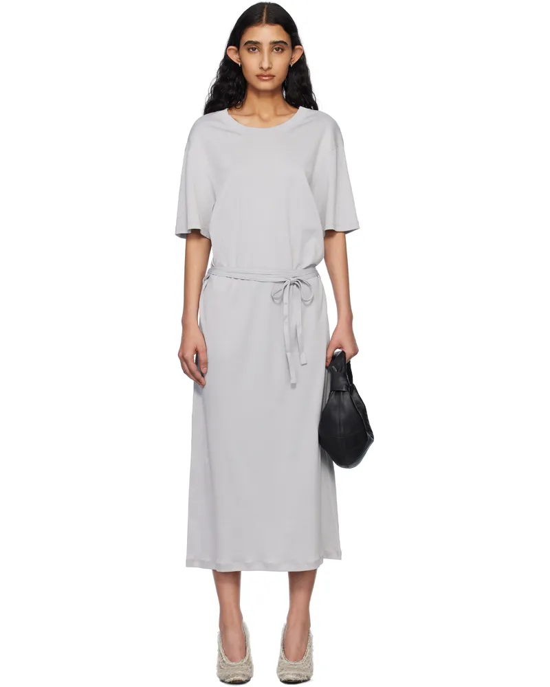 Christophe Lemaire Gray Belted Rib T-shirt Midi Dress Bk942