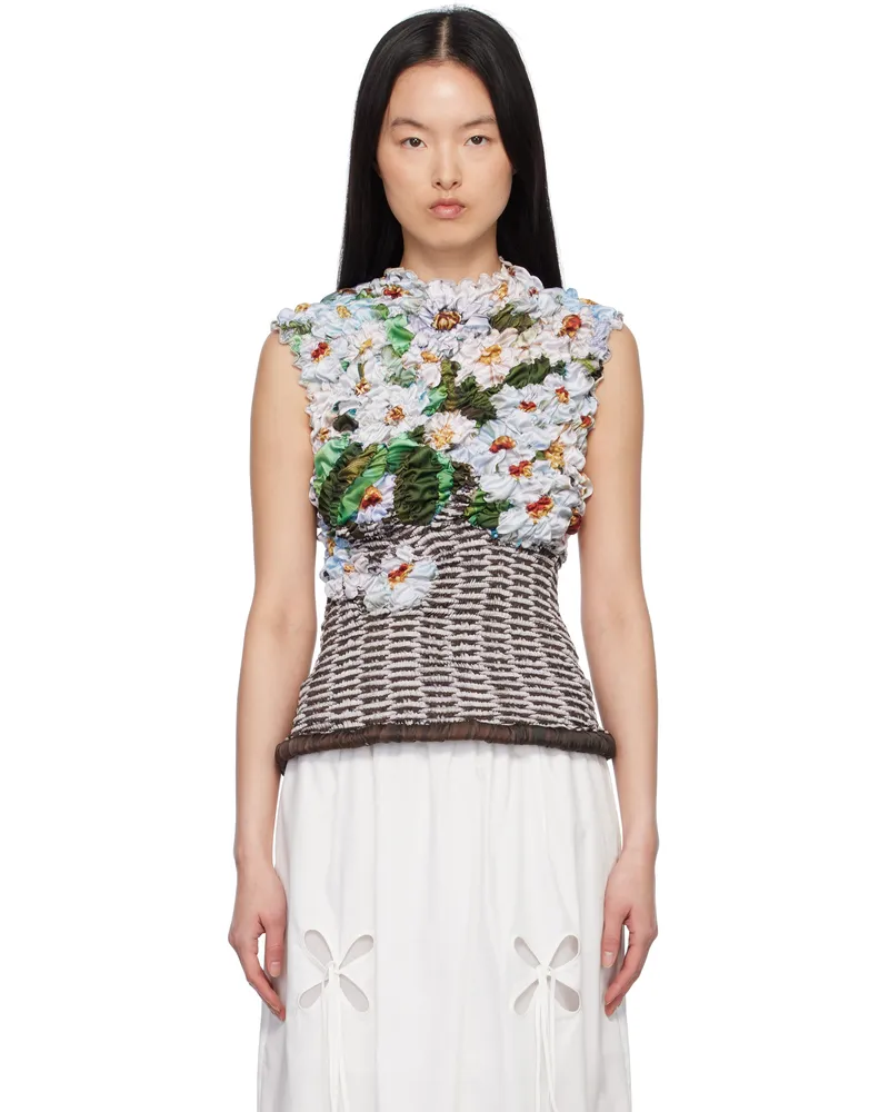 J.KIM Multicolor Basket White Blossom Tank Top White