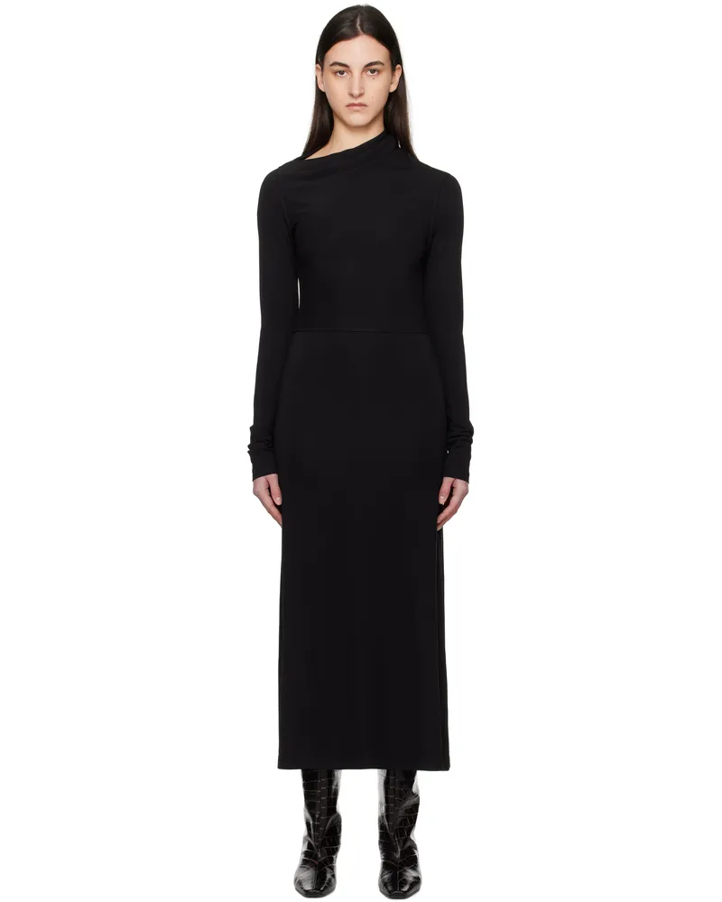 Totême Black Draped Jersey Maxi Dress Black