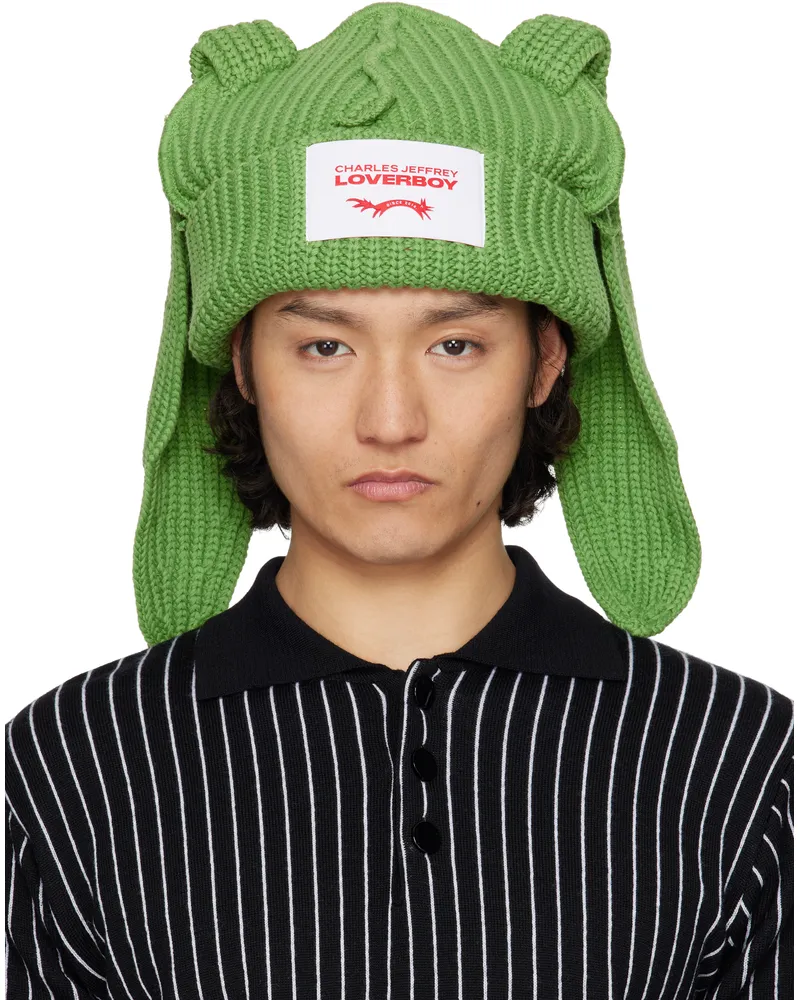 Charles Jeffrey Loverboy Green Chunky Rabbit Beanie Green
