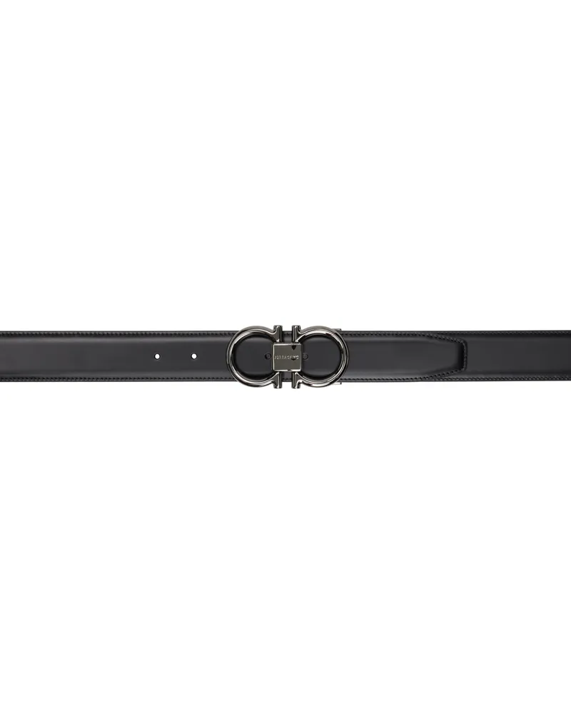 Ferragamo Black & Brown Gancini Reversible Belt Nero