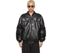 SSENSE Exclusive Reversible Black Faux-Leather 80's Hong Kong Jacket