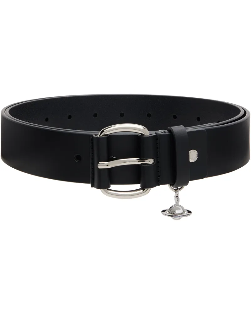 Vivienne Westwood Black Wide Alex Charm Belt Aw25-black