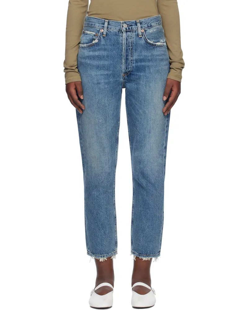 AGOLDE Blue Riley High Rise Straight Crop Jeans Frequency