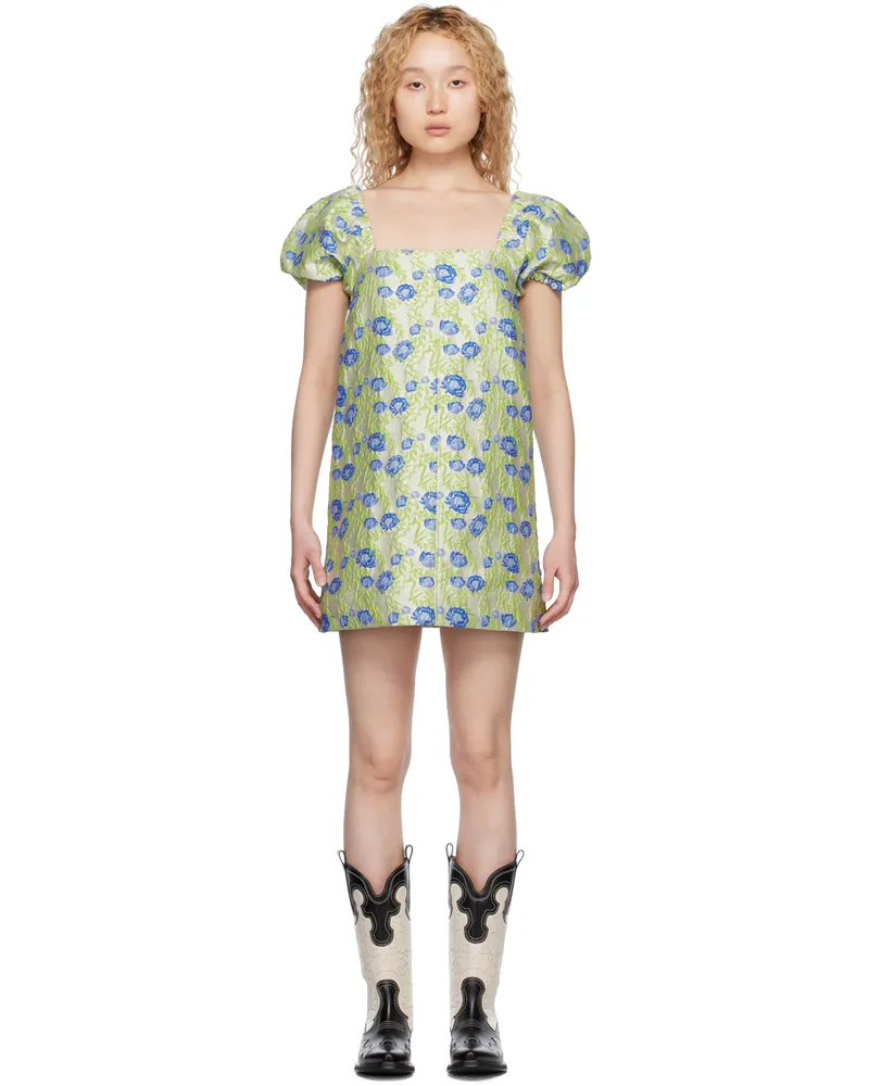 Ganni Gray Floral Minidress 873