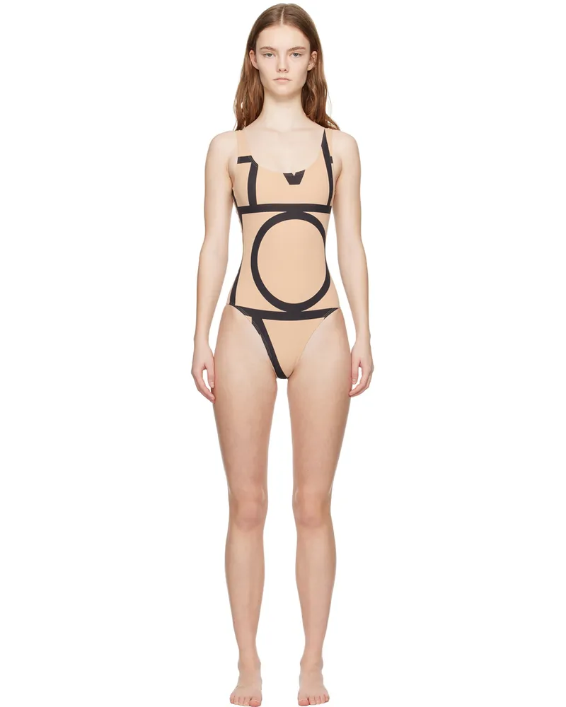 Totême Tan & Black Monogram Swimsuit 910