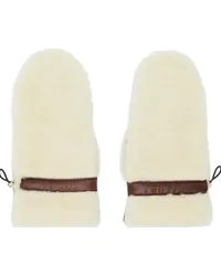 Chloé Beige & Brown Paneled Shearling Mittens 95f