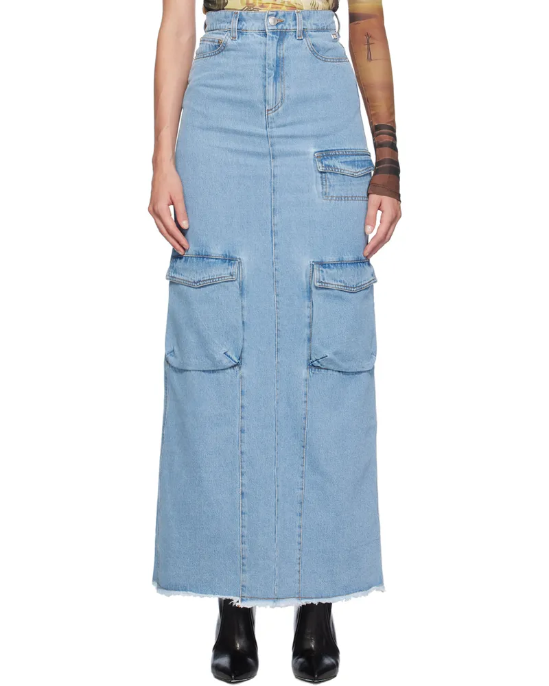 GCDS Blue Ultracargo Denim Maxi Skirt 75