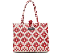 White & Red Upcycled Tote