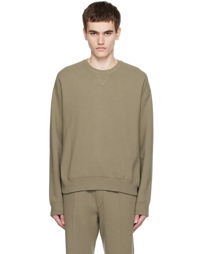 SOLID HOMME Khaki Crewneck Sweater 329k