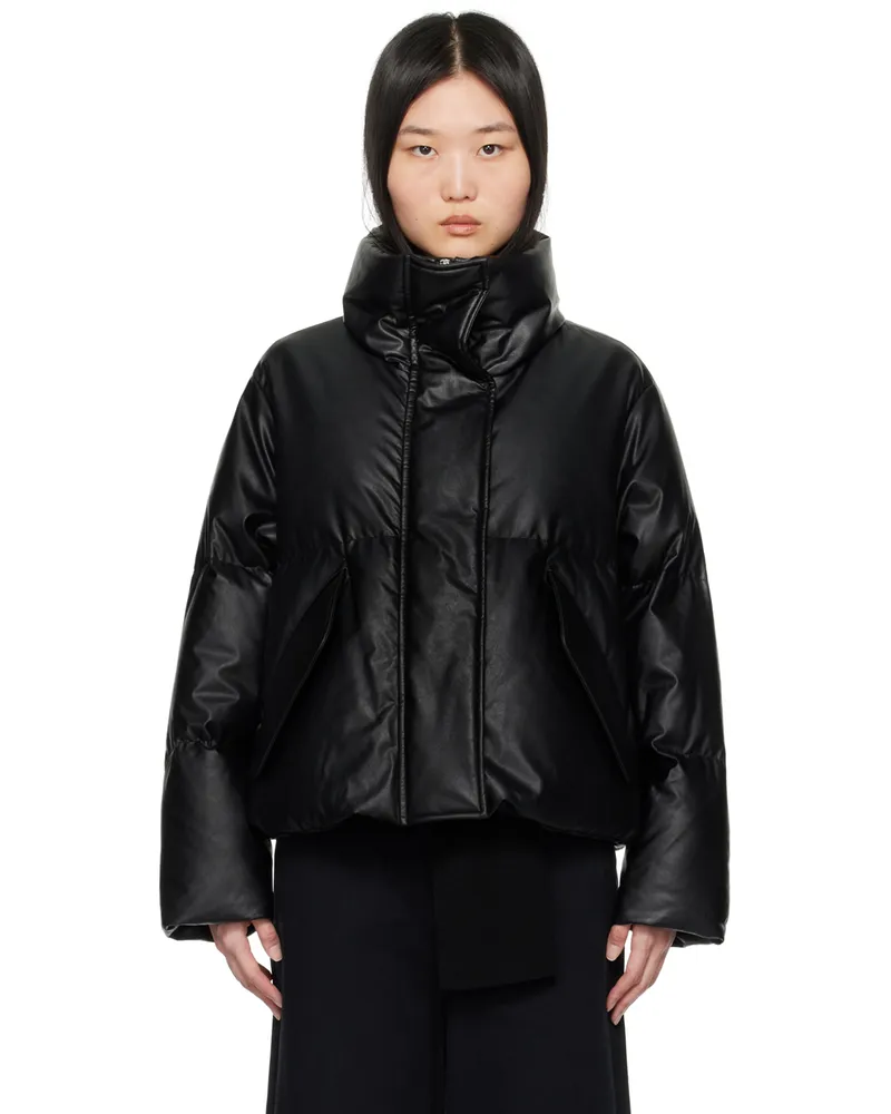 Maison Margiela Black Quilted Faux-Leather Down Jacket 900