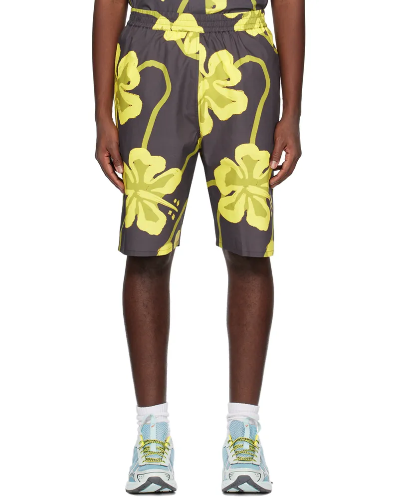 Wynn Hamlyn Yellow & Gray Printed Shorts Marcus