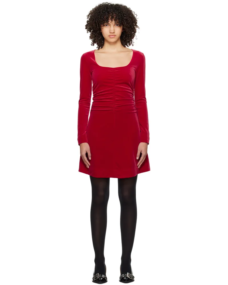 Ganni Red Ruched Minidress 086