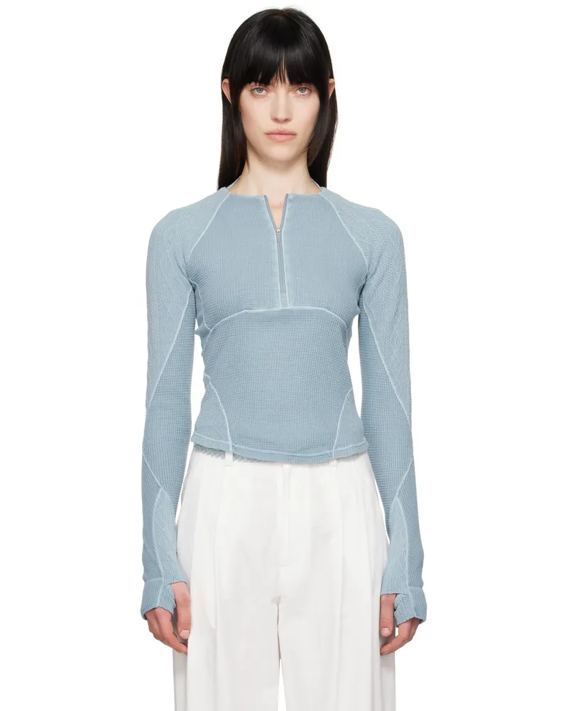 Hyein Seo Blue Half-Zip Raglan T-shirt Ash