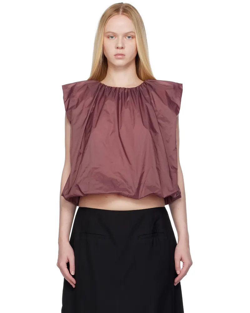 AMOMENTO Purple Nylon Volume Shirring Top Purple