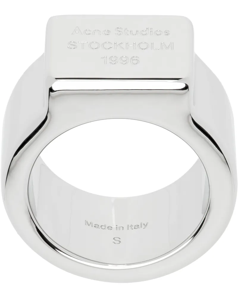 Acne Studios Silver Logo Engraved Signet Ring Aae