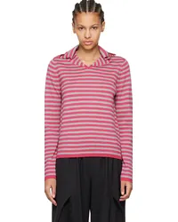 Comme des Garçons Pink & Gray Striped Sweater Pink