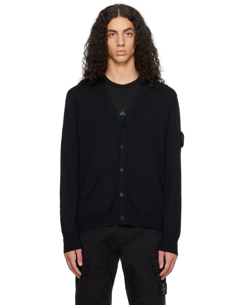 Stone Island Navy Logo Patch Cardigan V0020
