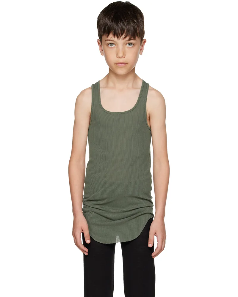 Rick Owens Kids Green Basic Rib Tank Top Moss