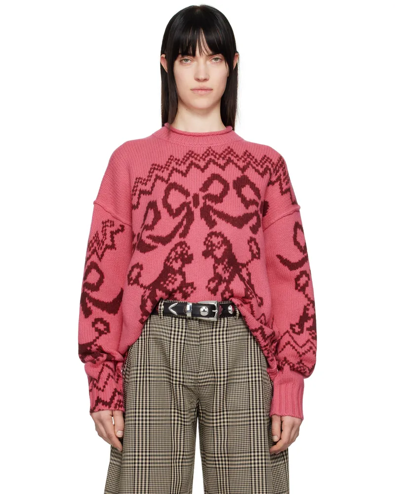 Acne Studios Pink Jacquard Sweater Alw