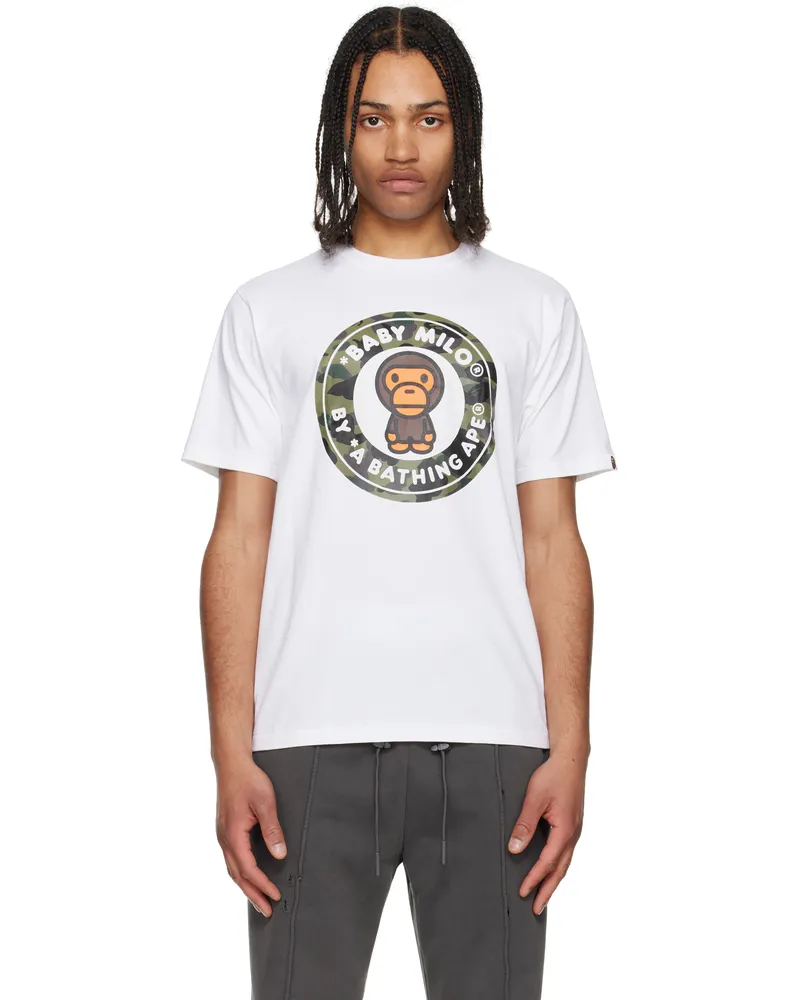 BAPE White 1st Camo Milo Busy Works T-shirt Wh0