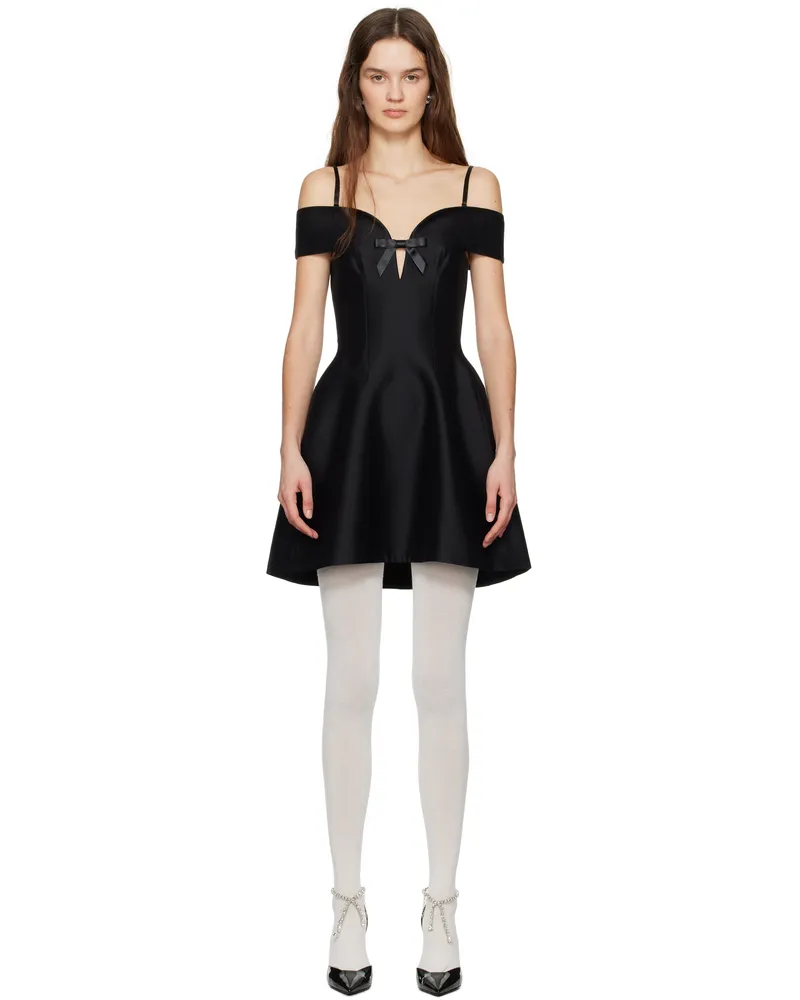 SHUSHU/TONG Black Curved One Shoulder Minidress Ba100
