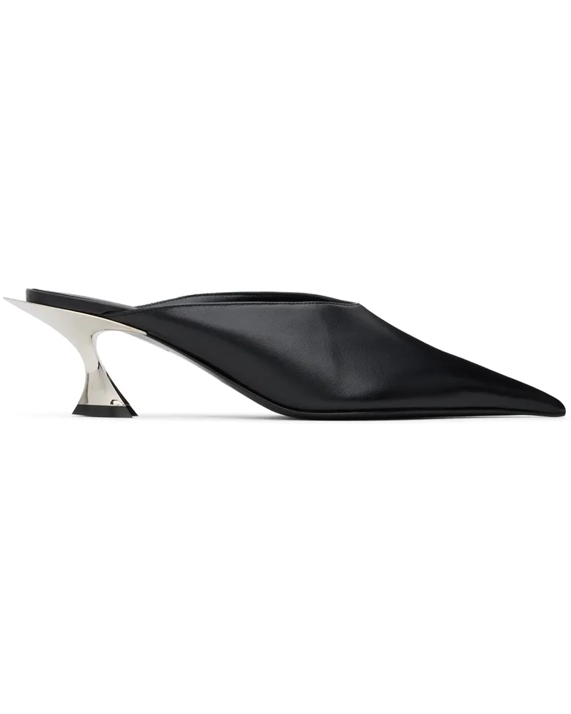 Thierry Mugler Black Leather Fang 55 Mules Black