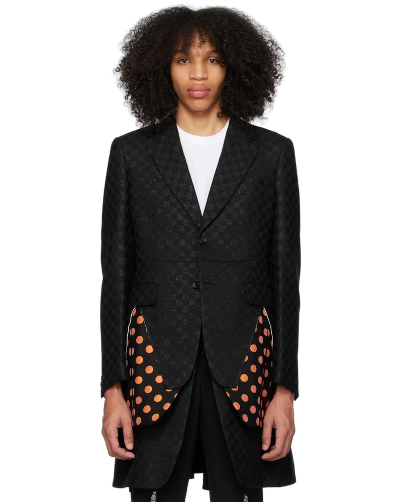 Comme des Garçons Black Check & Polka Dot Coat 1