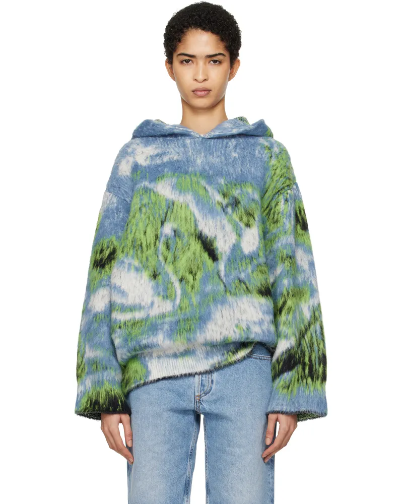 ATTICO Blue Swan Print Hoodie 021