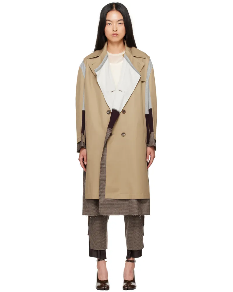 Undercover Beige Paneled Trench Coat Beige