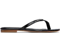 Black Croco Slanted Flip Flops