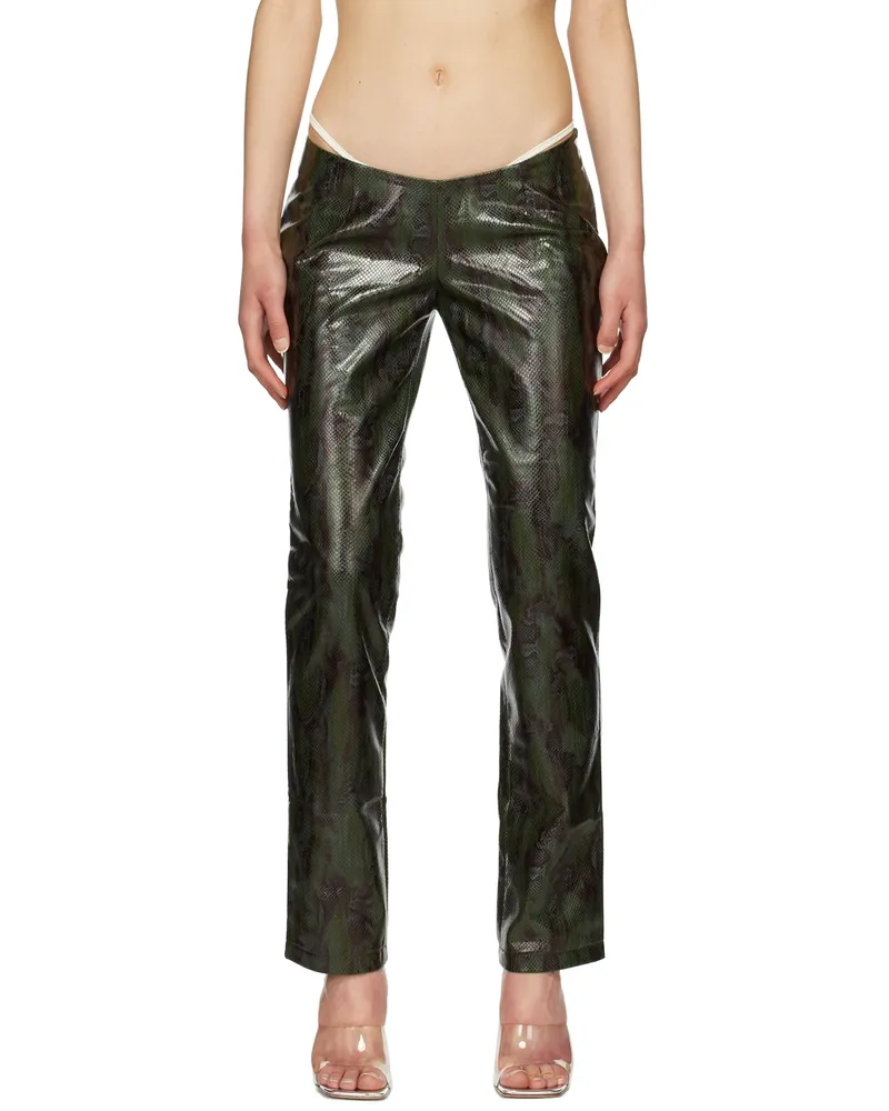 Miaou Green Rex Faux-Leather Pants Forest