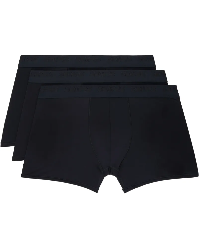 SKIMS Three-Pack Black SKIMS Stretch 3 Boxer Briefs Obsidian