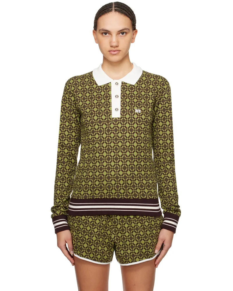 Wales Bonner Green & Brown 'The Power' Polo Olive
