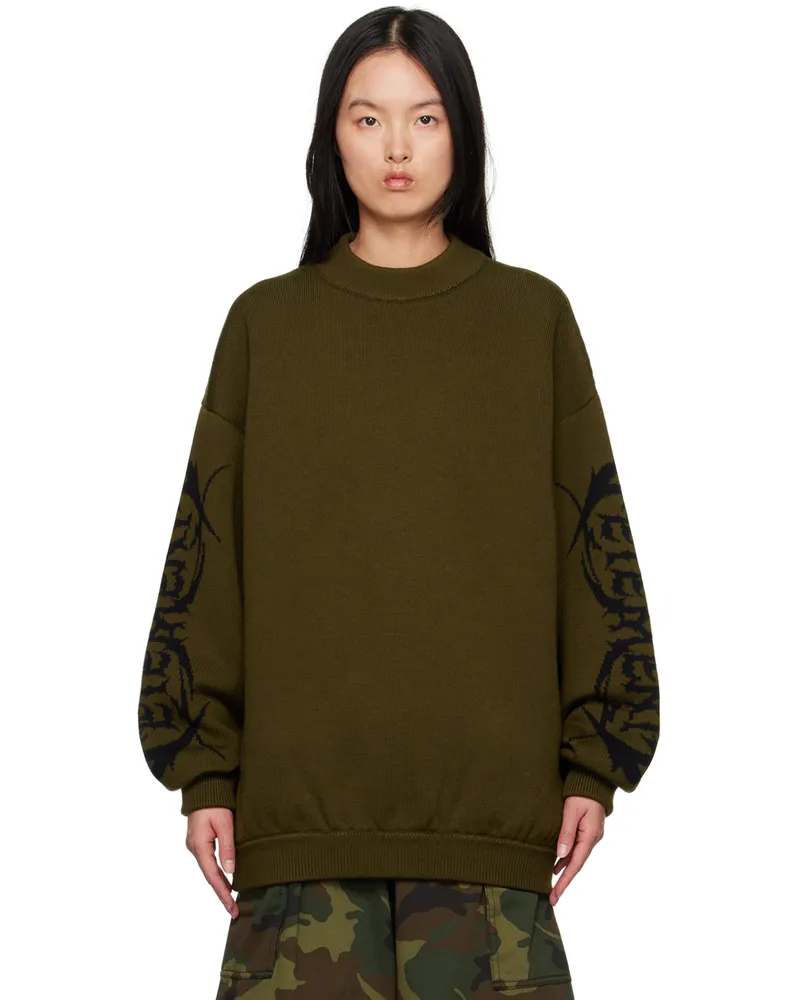 VETEMENTS Khaki Jacquard Sweater Khaki