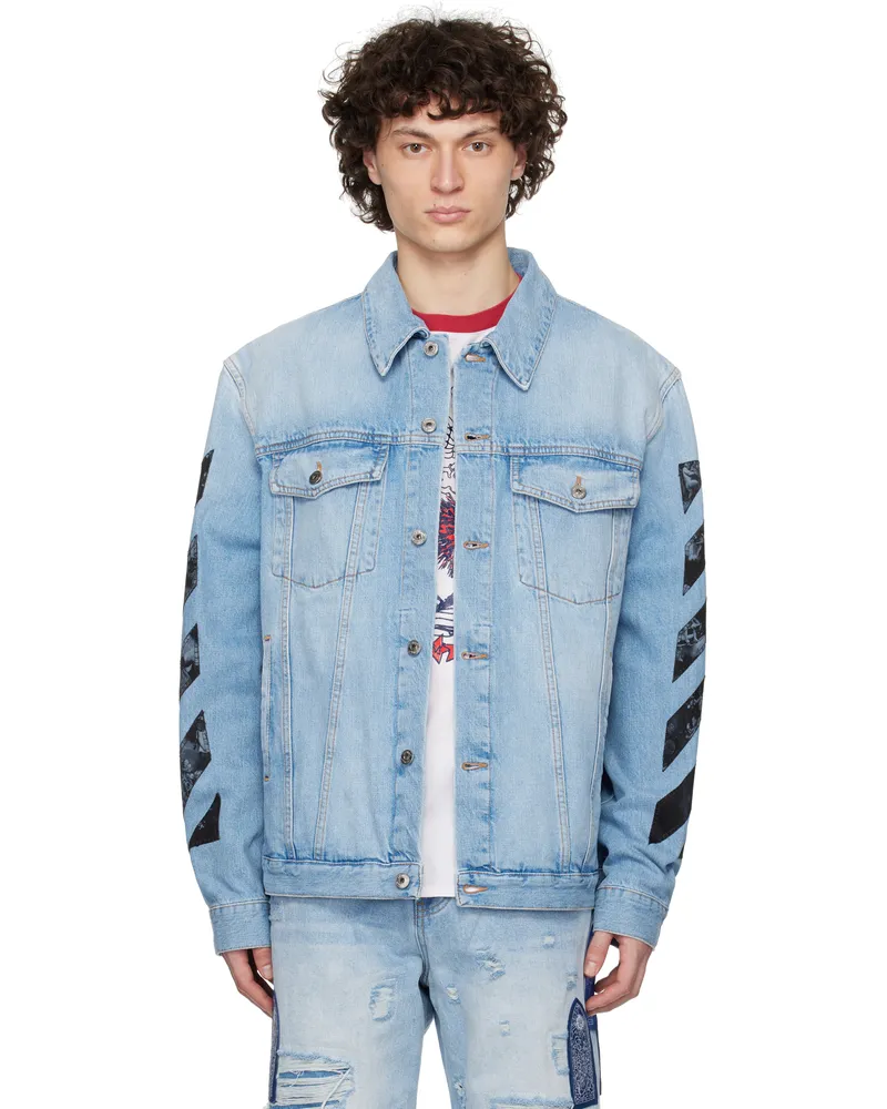 OFF-WHITE Blue Fresco Diag Arrow Skate Denim Jacket Navy