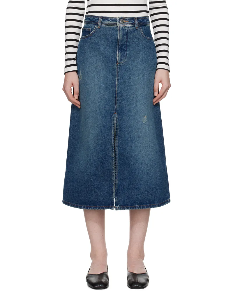 A.P.C. Indigo Georgia Denim Midi Skirt Ial