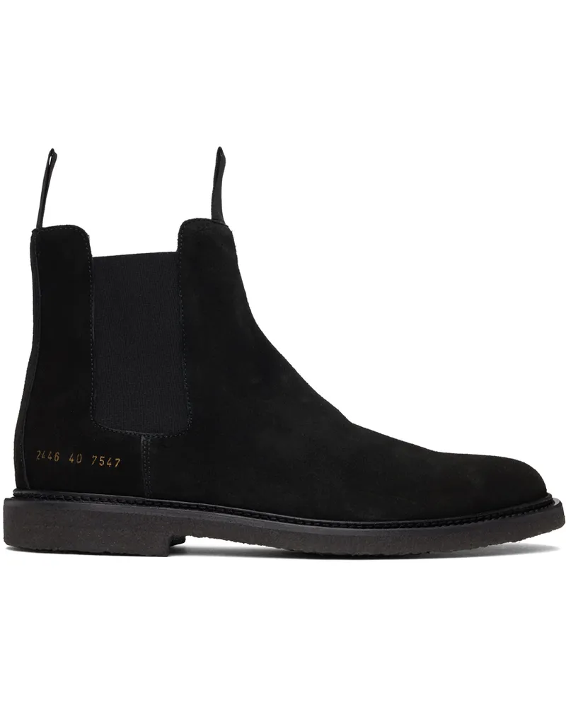 Common Projects Black Waxed Suede Chelsea Boots 7547
