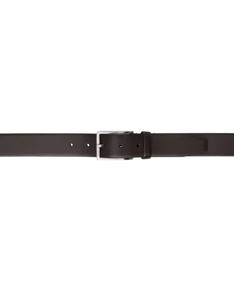 HUGO BOSS Brown Engraved-Logo Buckle Leather Belt 205-dark
