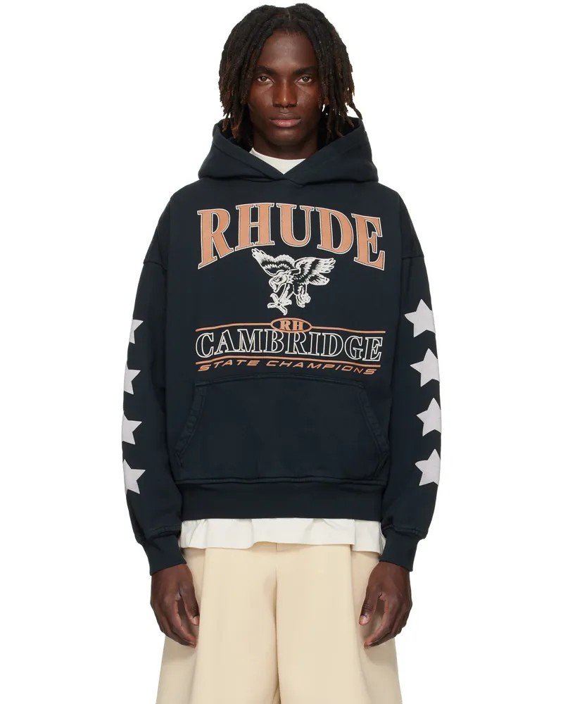 RHUDE Black 'Cambridge State Champions' Hoodie Vintage