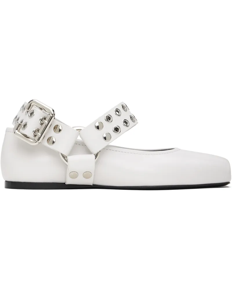 Alaïa White Biker Ballerina Flats 020