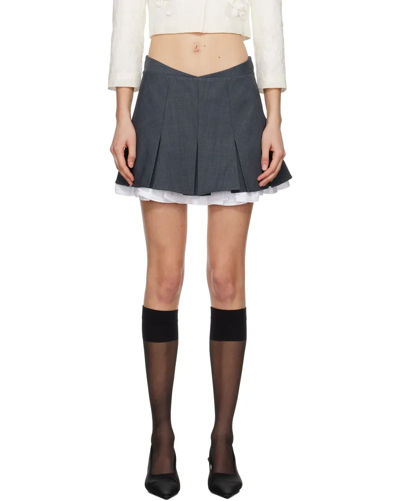 SHUSHU/TONG Gray Double-Layered A-Shape Miniskirt Gr100