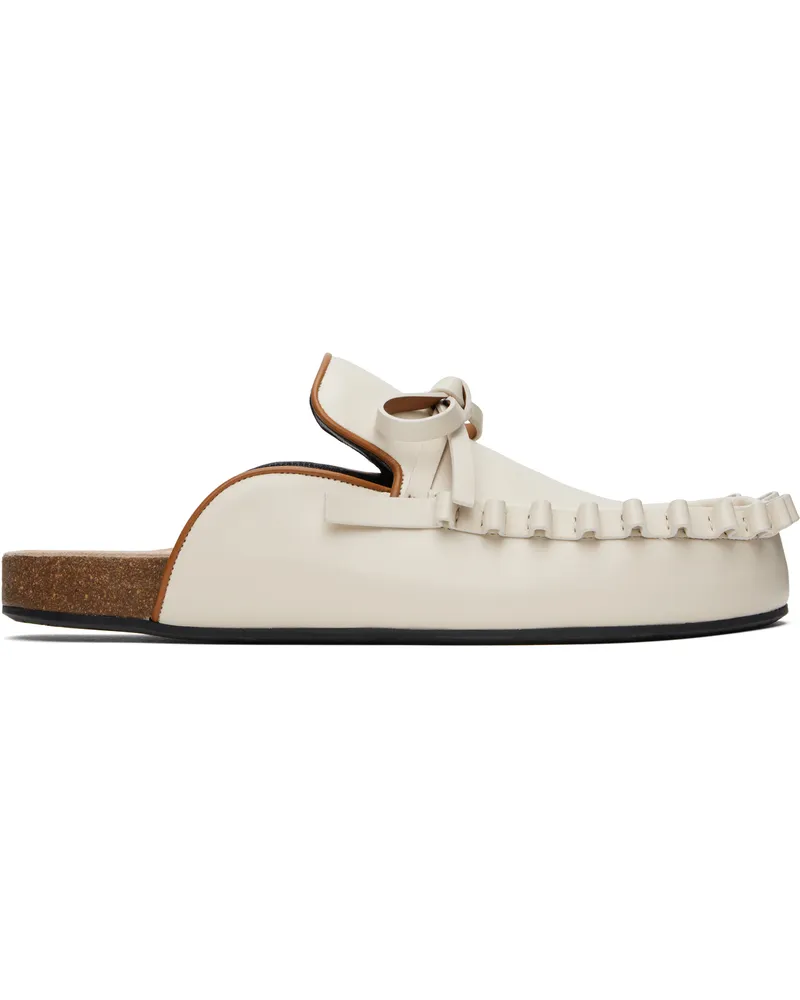 J.W.Anderson Off-White Ruffle Loafer Leather Mules 002