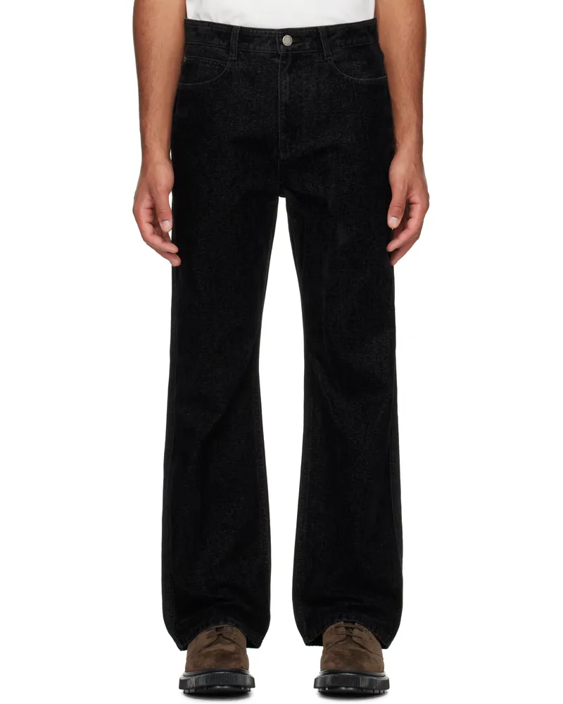 SOLID HOMME Black Flocked Jeans 417b