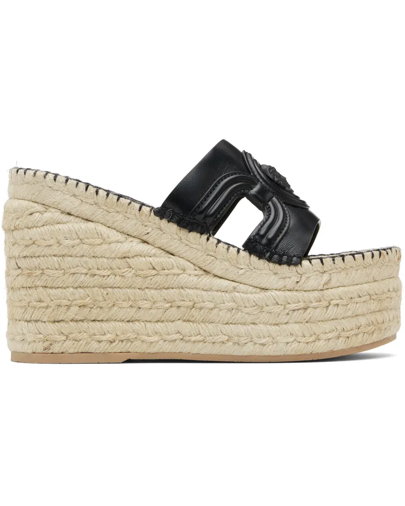 Versace Black Medusa Platform Espadrilles Heeled Sandals 1b000-black