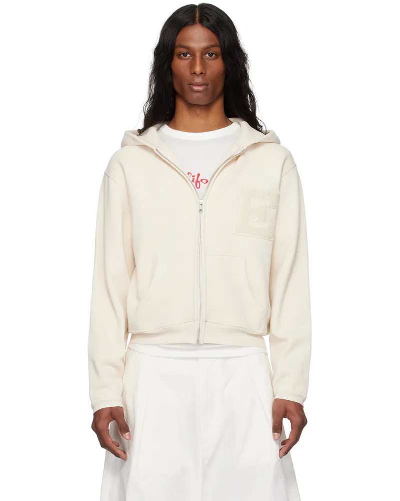ERL Off-White Varsity Zip-Up Hoodie Light